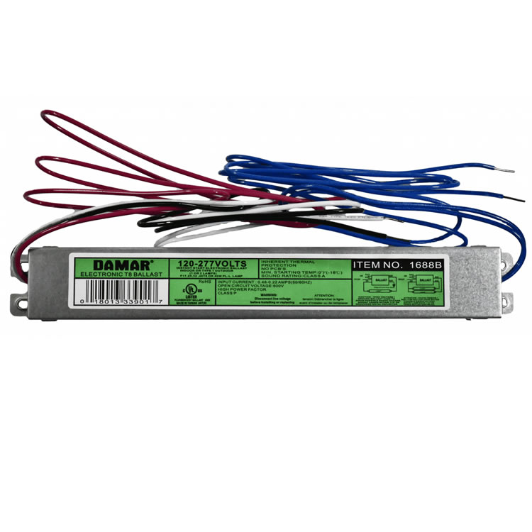 Damar 01688B EL232-120/277HF 1-2 Lamp F17T8/F25T8/F32T8/FB31T8/FB32T8 1-Lamp F36T8/F40LTT/F40T8 Fluorescent Ballast 120-277V