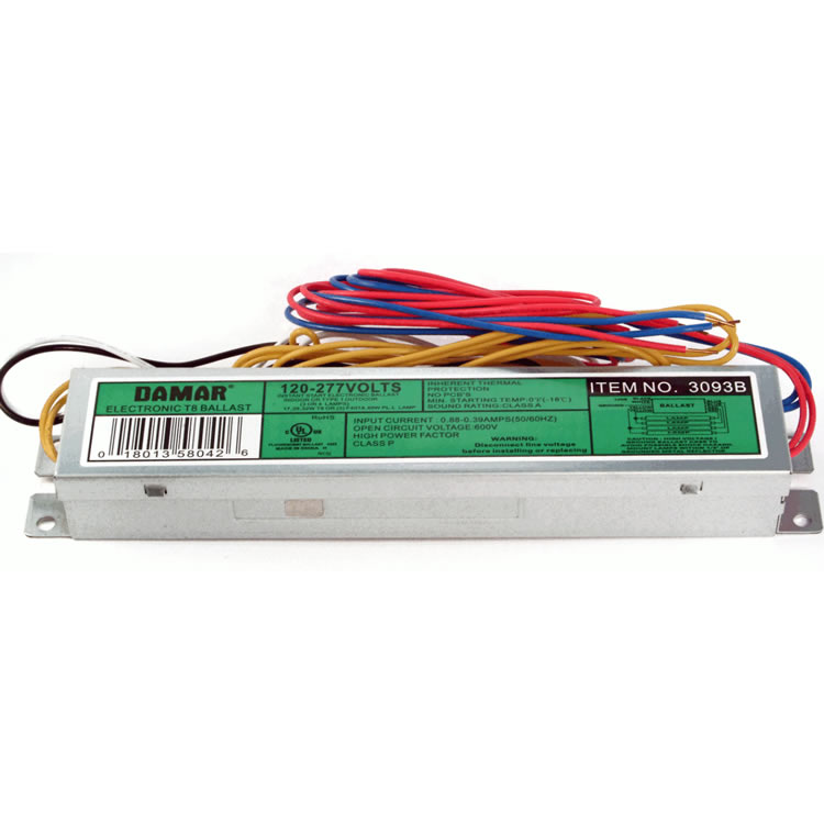 Damar 03093B EL432-120/277HF 3-4 Lamp F17T8/F21T8/F25T8/F32T8/F36T8 2-3 Lamp F40T8 Fluorescent Ballast 120-277V