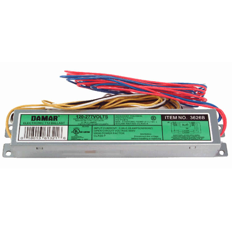 Damar 03626B EL240-120/277HF 1-2 Lamp F30T12/F34T12/F40T12 Fluorescent Ballast 120-277V