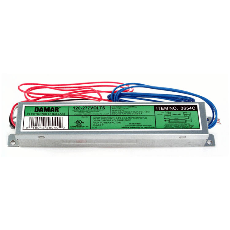 Damar 03654C EL332-120/277HF 2-3 Lamp F17T8/F25T8/F32T8/F36T8 2-Lamp F40LLT/F40T8 Fluorescent Ballast 120-277V