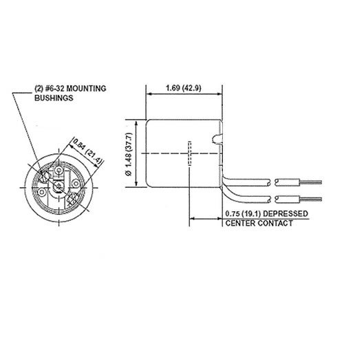 LH0997 4KV pulse rated E26 medium base socket with captive bushings and 9 inch leads