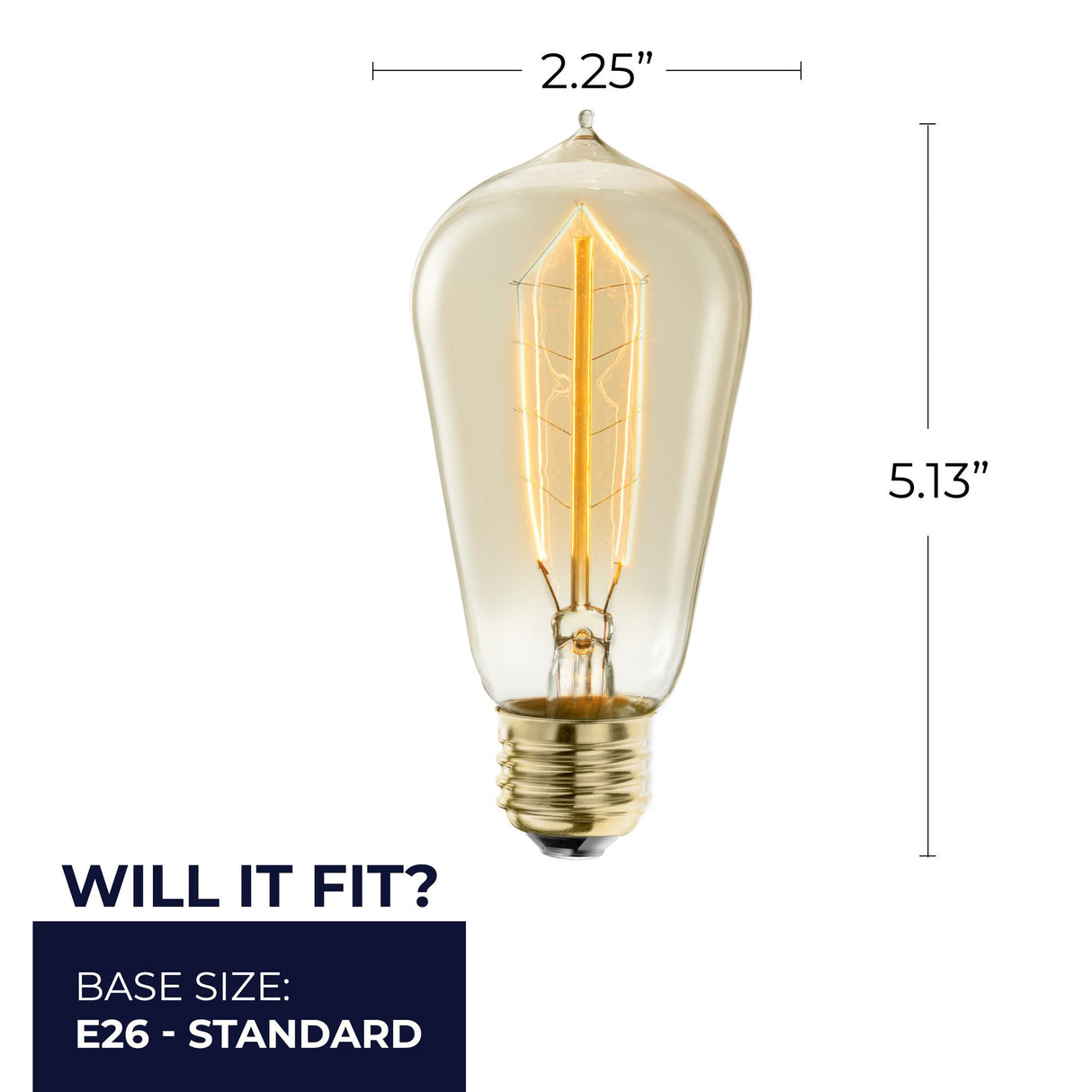 Bulbrite 862905 Bulbrite Pack of (6) 40 Watt Dimmable Antique Nostalgic Thread Filament ST18 Medium Screw (E26) Incandescent Bulb