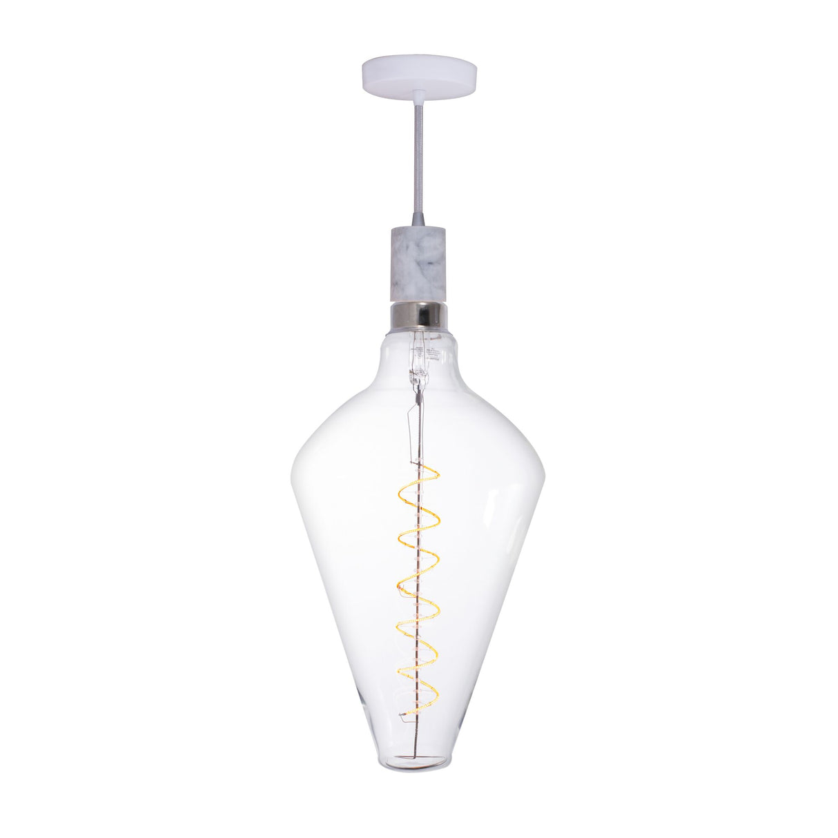 Bulbrite 810175 4W LED DIAMOND SHAPED GRAND 2200K FILAMENT W/ WHITE MARBLE PENDANT WITH WHITE STRING
