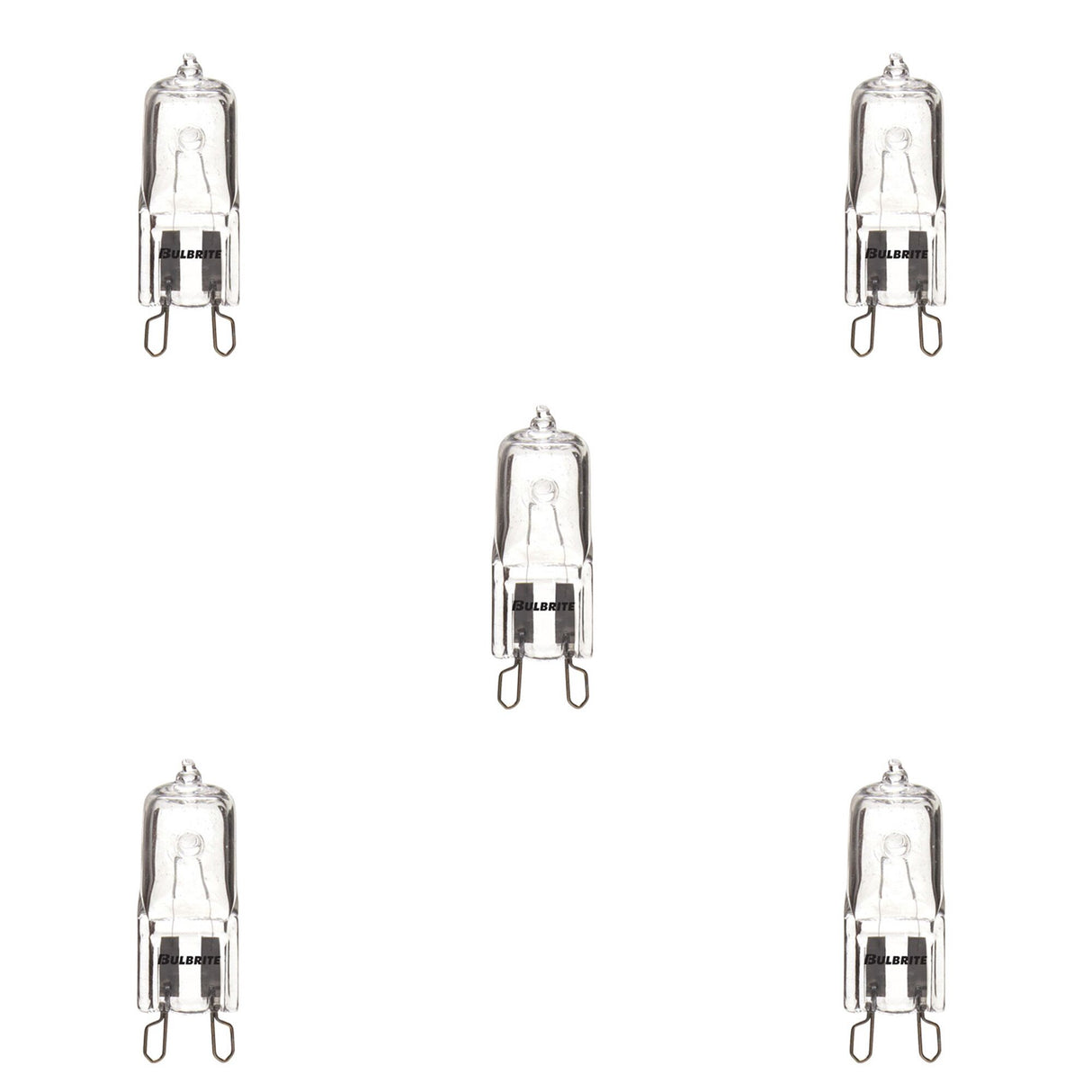 Bulbrite 860827 Bulbrite Pack of (5) Halogen T4 Bi-Pin Base (G9) Light Bulb, 35 Watt, Clear