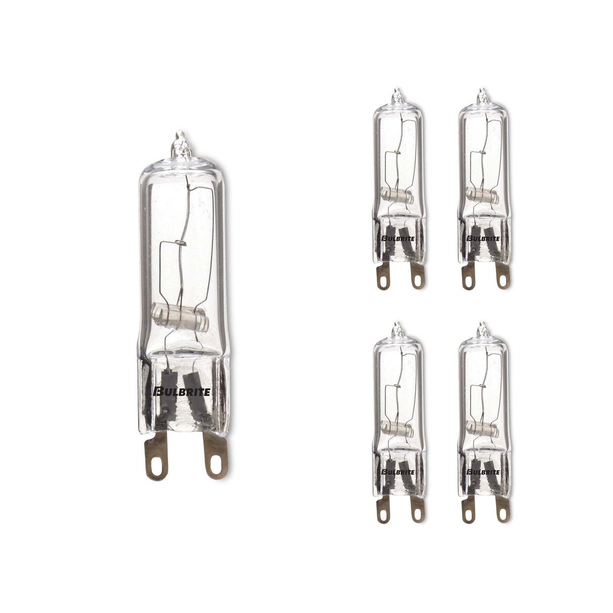 Bulbrite 860828 Bulbrite Pack of (5) Mini Halogen T4 Bi-Pin Base (G9) Light Bulbs, 40 Watt, Clear