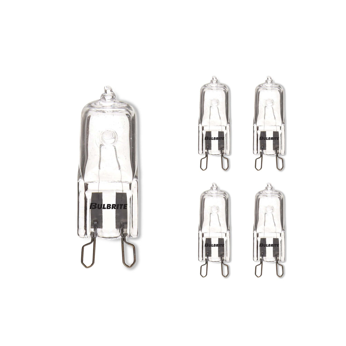 Bulbrite 860831 Bulbrite Pack of (5) 75 Watt Dimmable Clear T4 Bi-Pin (G9) Mini Halogen Light Bulbs