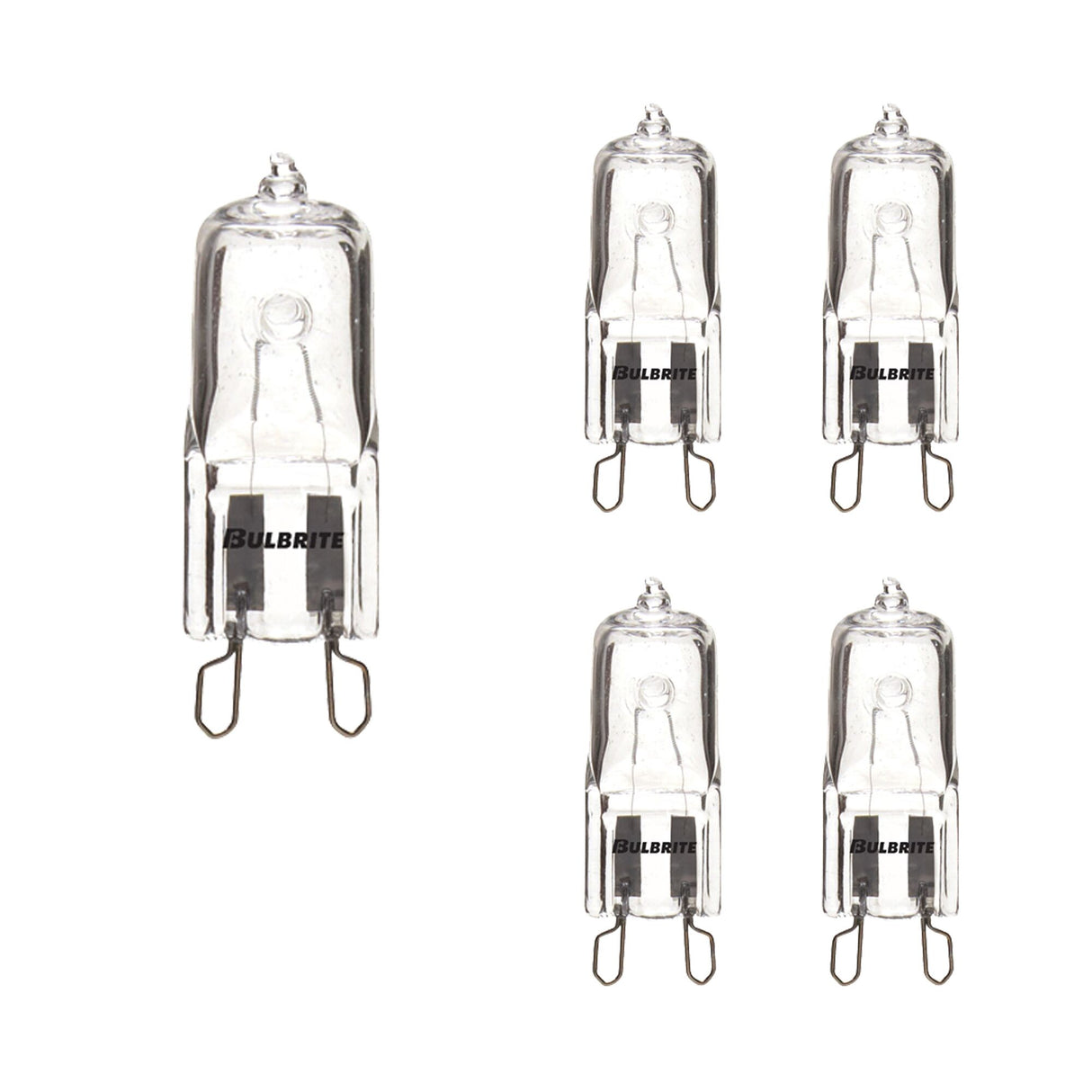 Bulbrite 860833 Bulbrite Pack of (5) 100 Watt Dimmable Clear T4 Bi-Pin (G9) Mini Halogen Light Bulbs