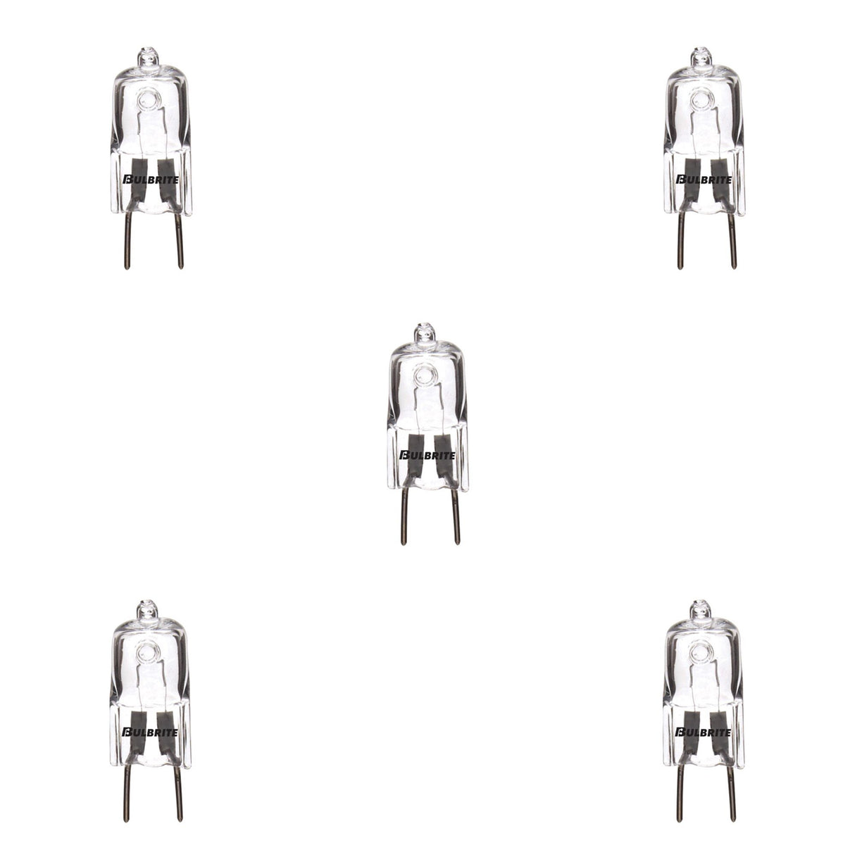 Bulbrite 860837 Bulbrite Pack of (5) 20 Watt Dimmable Clear T4 Bi-Pin (GY8) Mini Halogen Light Bulbs