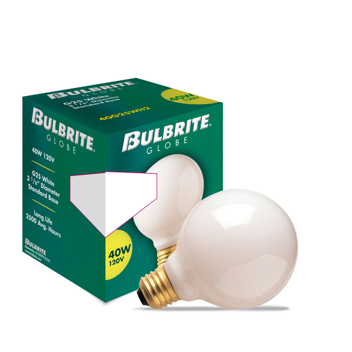 Bulbrite 861030 40W G25 GLOBE WHITE E26 120V-24PK
