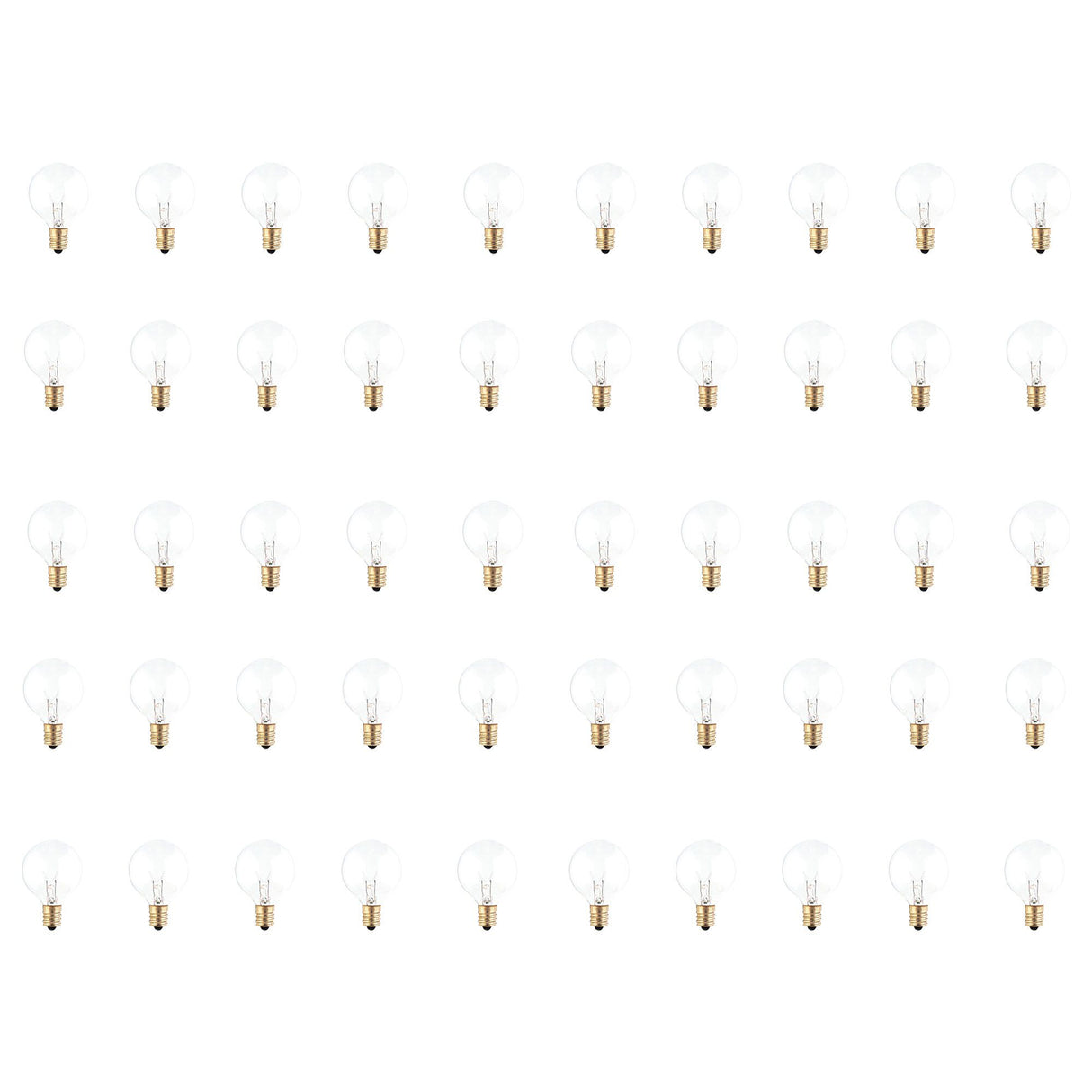 Bulbrite 861050 Bulbrite 40 Watt Incandescent G12 Globe Bulb, Clear Dimmable Candelabra Screw Base (E12) Warm White Light Bulb (Pack of 50)