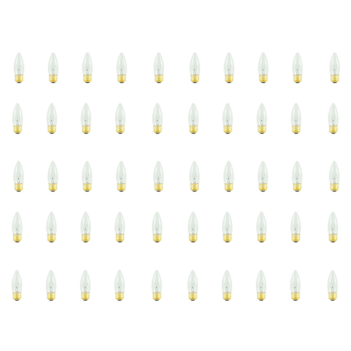 Bulbrite 861087 Bulbrite Pack of (50) 40 Watt Dimmable B10 Incandescent Light Bulbs with Clear Finish and Medium (E26) Base - 2700K (Warm White Light), 225 Lumens