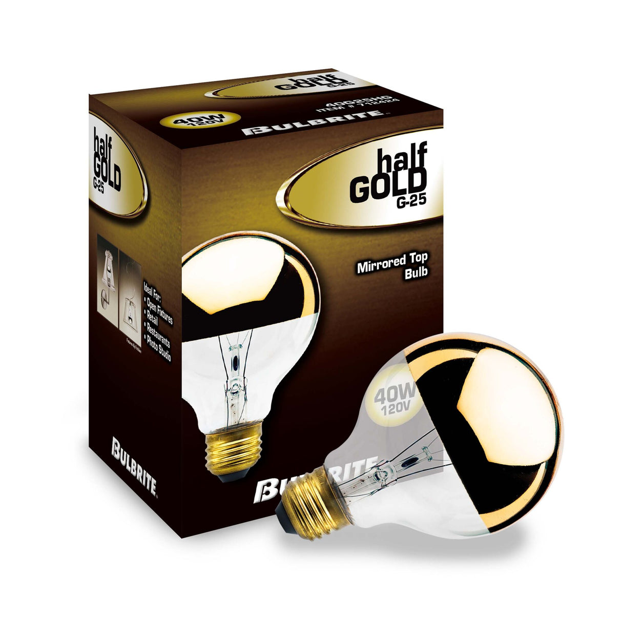 Bulbrite 861108 Bulbrite Incandescent Pack of (6) Dimmable 40 Watt Half Gold Globe G25 Light Bulbs with Medium (E26) Screw Base, 2700K (Warm White Light)