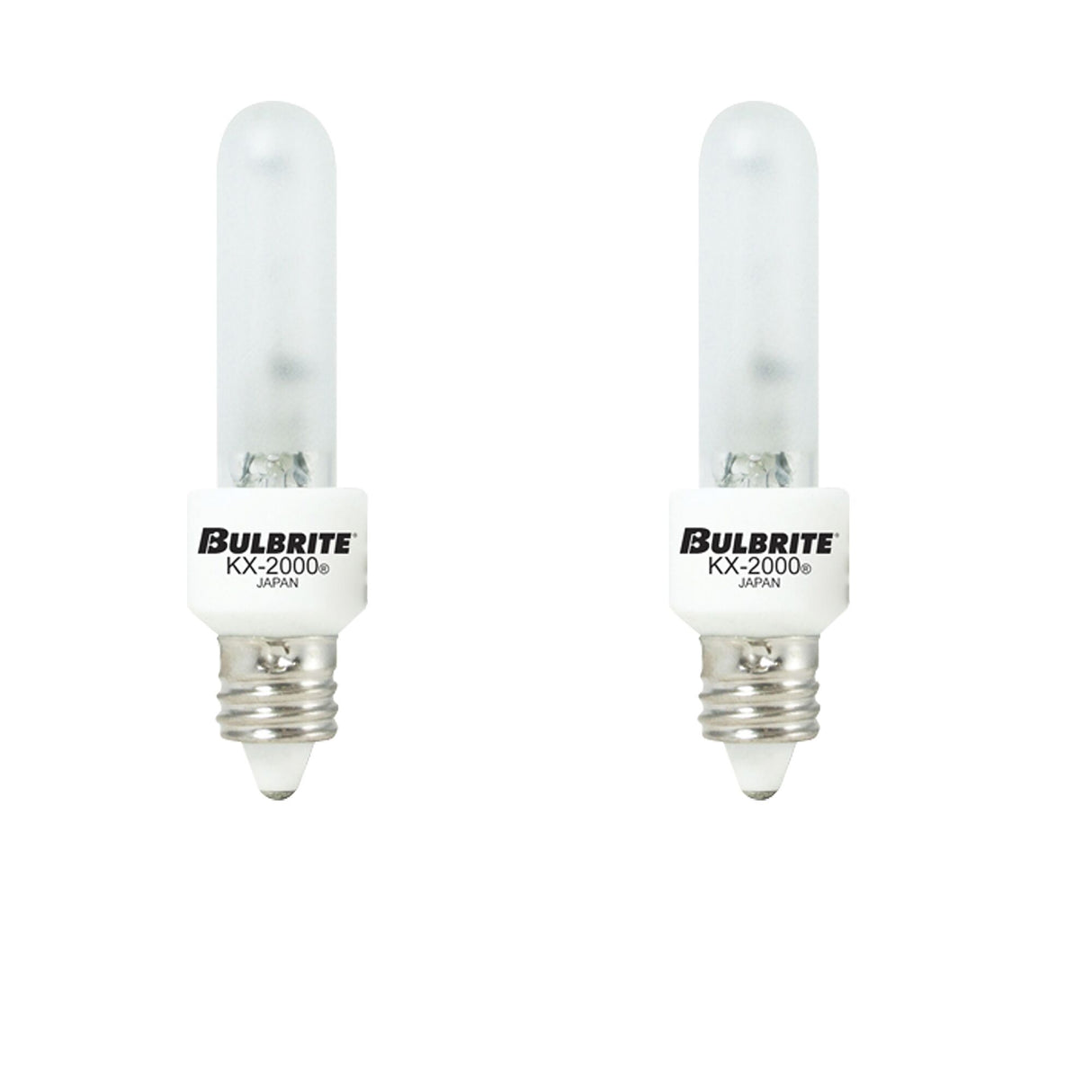 Bulbrite 861350 Bulbrite KX-2000 Pack of (2) 120-Volt T3 Light Bulbs with Frost Glass Finish and Mini-Candelabra (E11) Screw Base, 60 Watt, 2700K (Warm White Light)