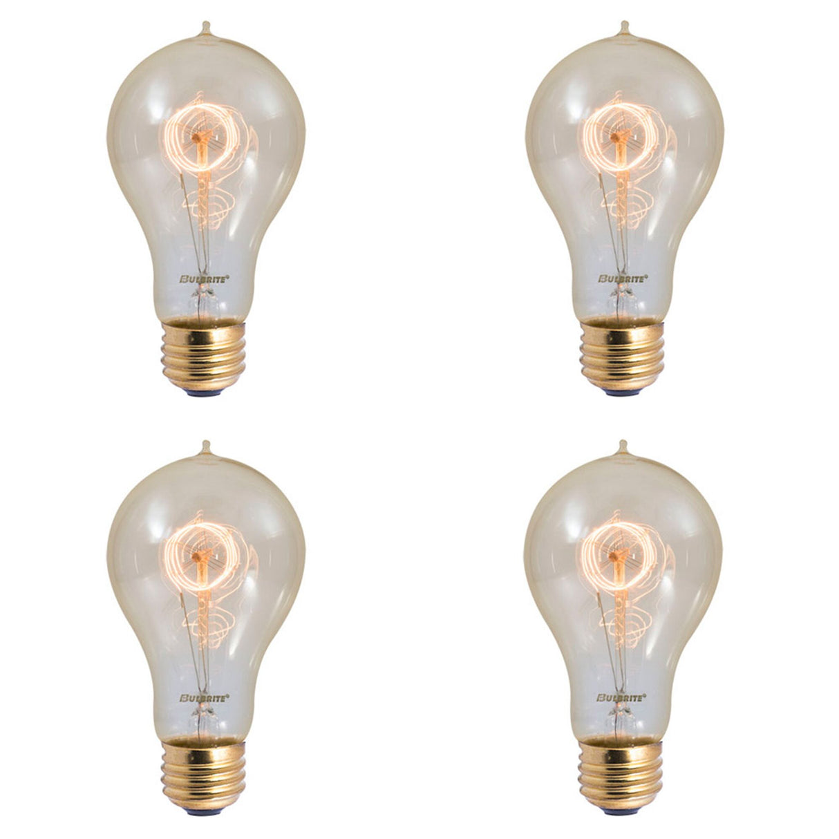 Bulbrite 861385 Bulbrite Incandescent A19 40 Watt Nostalgic Edison Quad Loop-style Light Bulb, Amber Glass, 4pk
