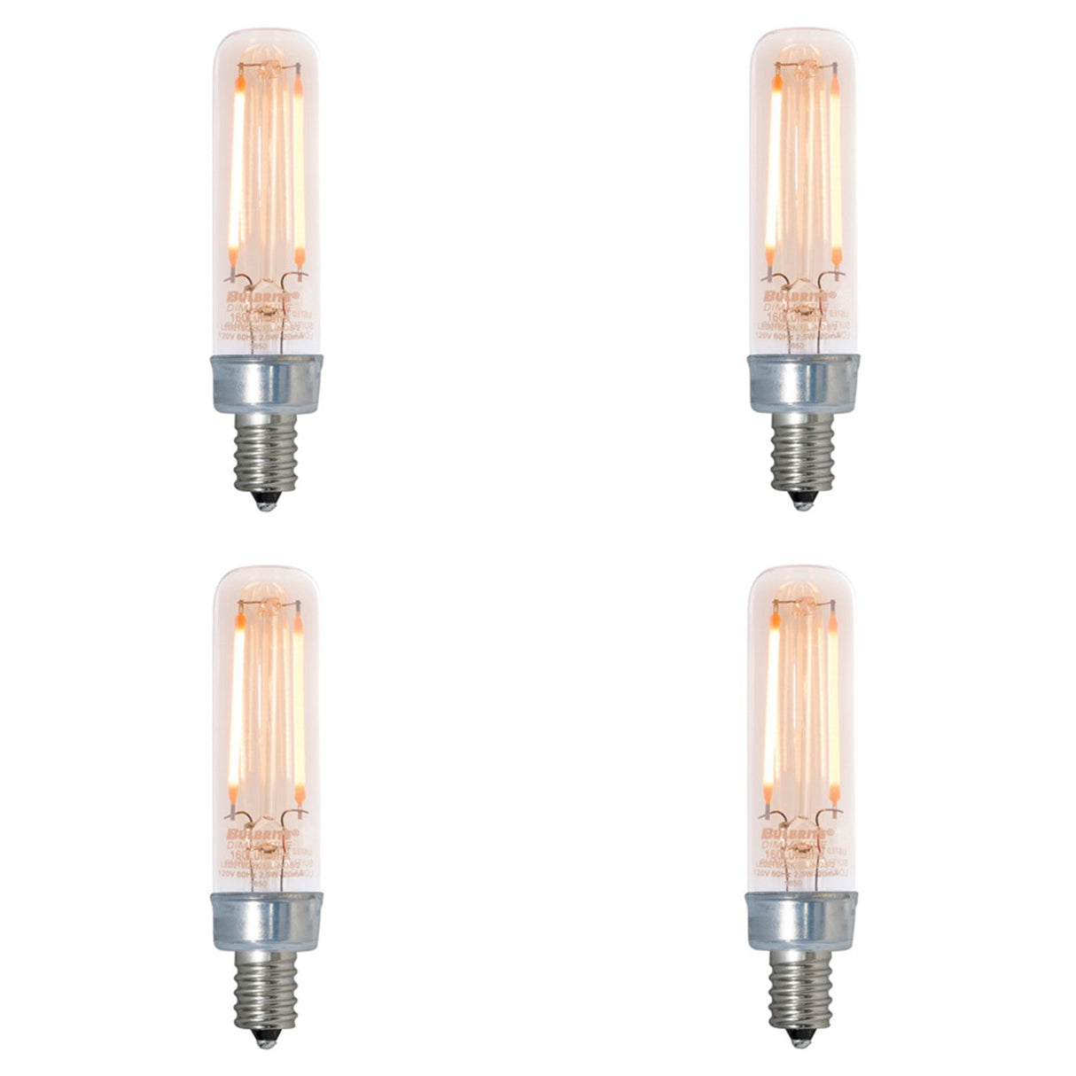 Bulbrite 861408 Bulbrite LED Filament T6 Nostalgic Thread Edison Light Bulb, 25 Watt Equivalent, 2100K, Antique, 4 Piece