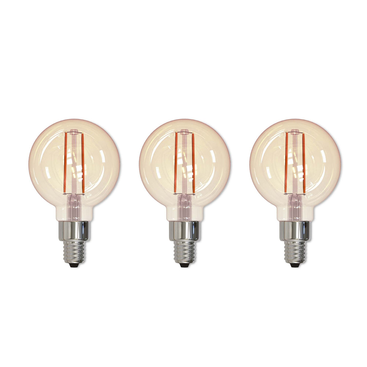 Bulbrite 861409 Bulbrite Pack of (3) LED Filament G16 Nostalgic Thread Edison Light Bulb, 25 Watt Equivalent, 2100K, Antique Glass Finish