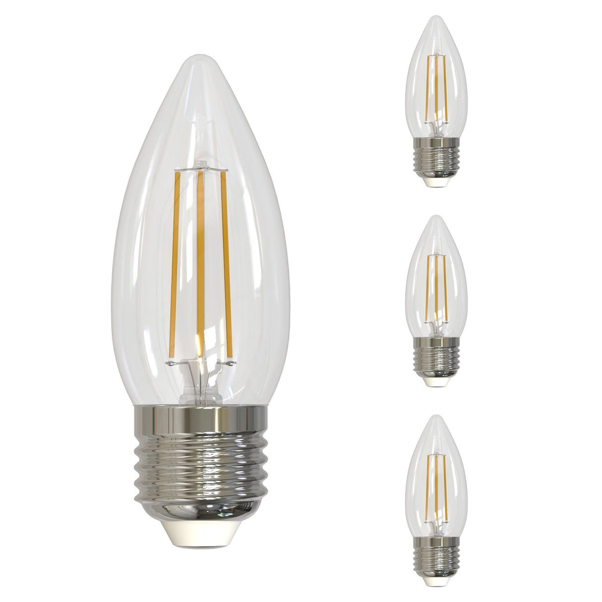Bulbrite 861418 Bulbrite Pack of (4) 4.5 Watt Dimmable Clear Filament B11 Medium (E26) LED Bulb - 350 Lumens, 2700K, and 90 CRI