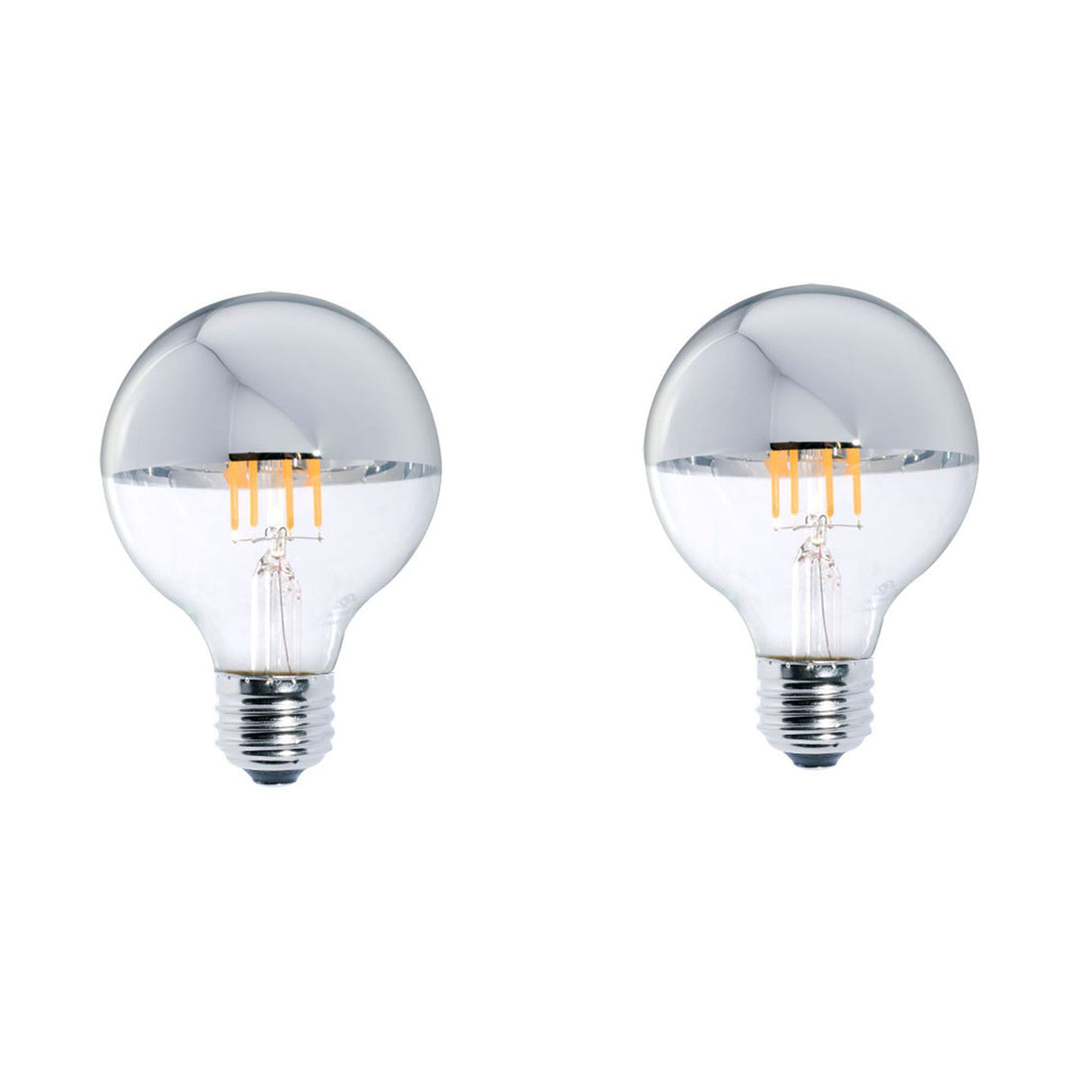 Bulbrite 861425 5W LED G25 2700K FILAMENT HALF MIRROR E26 FULLY COMPATIBLE DIMMING-2PK