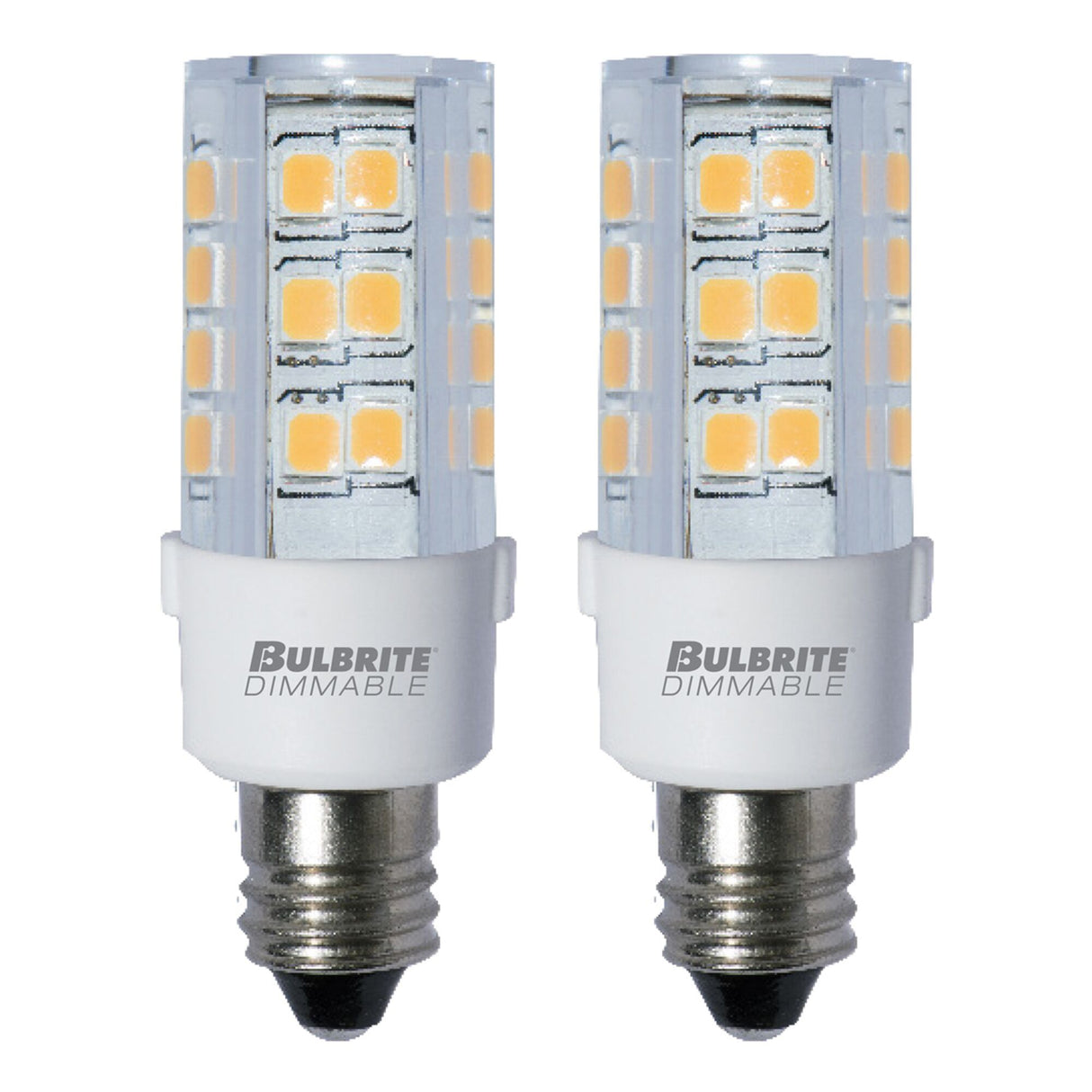 Bulbrite 861516 Bulbrite LED Mini T4 Dimmable Mini-Candelabra Screw Base (E11) Light Bulb 35 Watt Equivalent 3000K, Clear 1-Pack