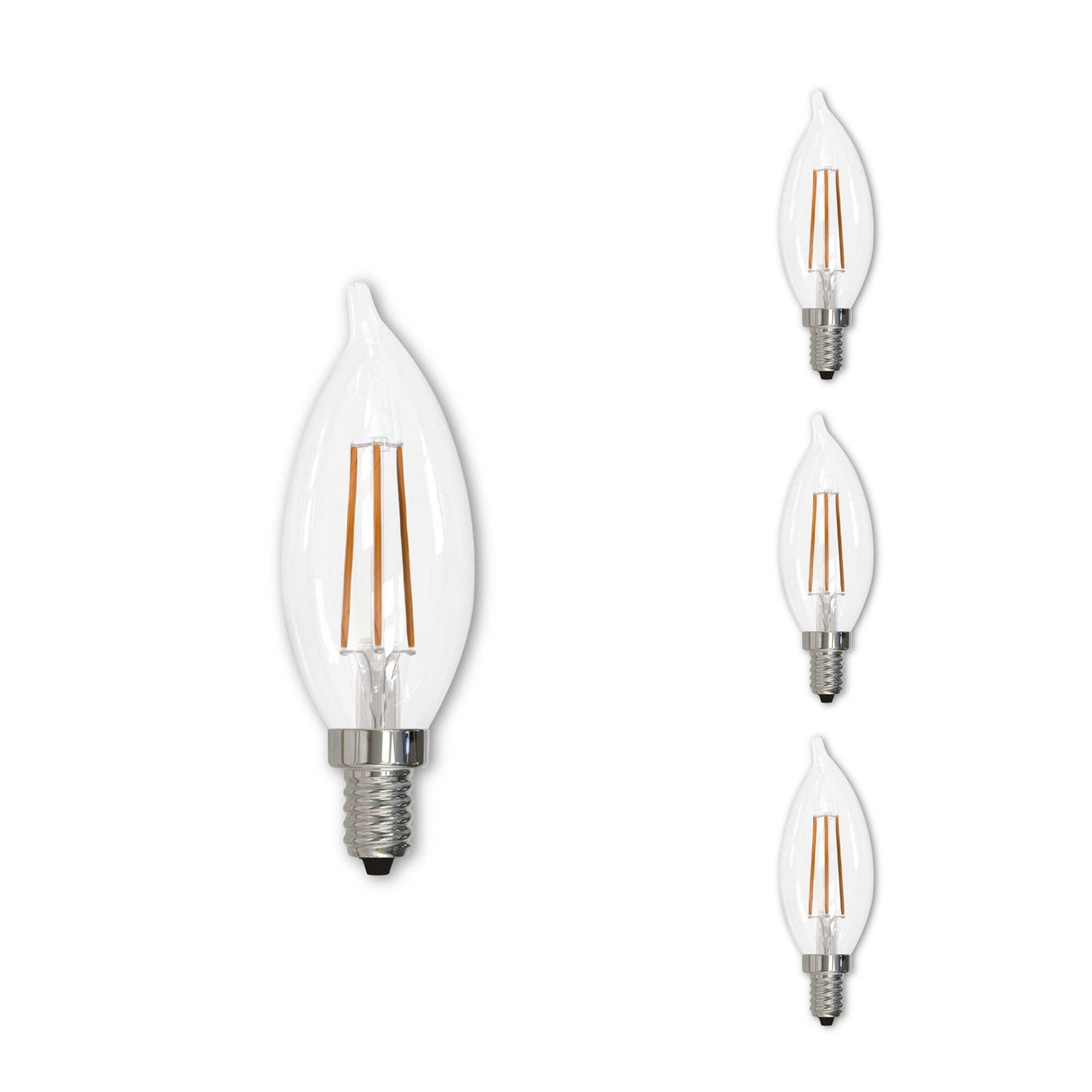 Bulbrite 861586 5W LED CA10 Light Bulb 2700K Dimmable E12 500 Lumens 120V 4PK