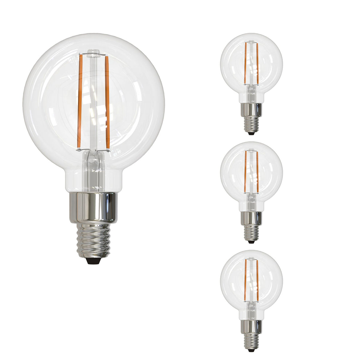Bulbrite 862694 2.5W LED G16 Light Bulb 2700K Dimmable E12 250 Lumens 120V 4PK
