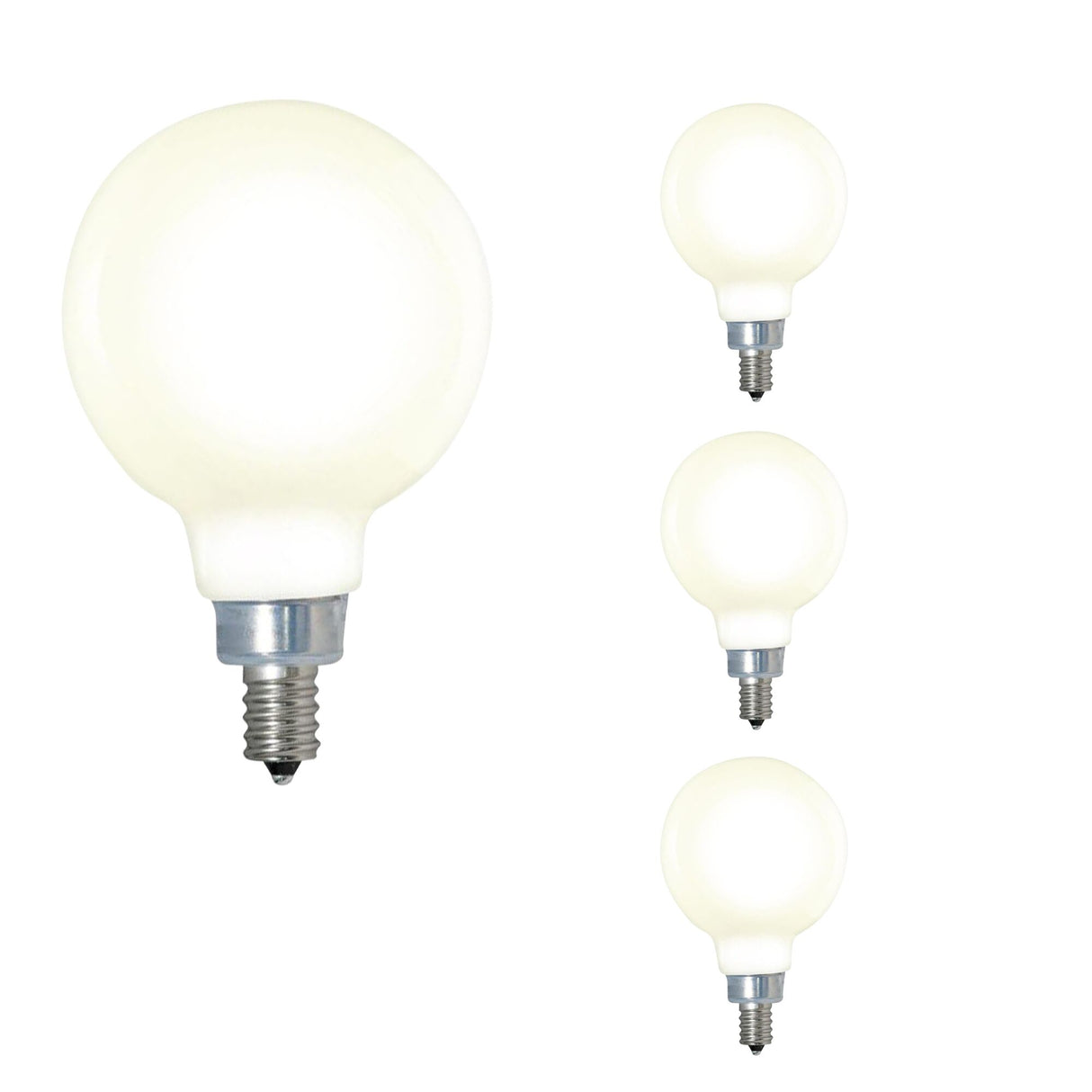 Bulbrite 862695 Bulbrite LED Filament Pack of (4) 4 Watt Dimmable G16 Light Bulbs with Milky Finish and Candelabra (E12) Base - 3000K (Soft White Light), 360 Lumens