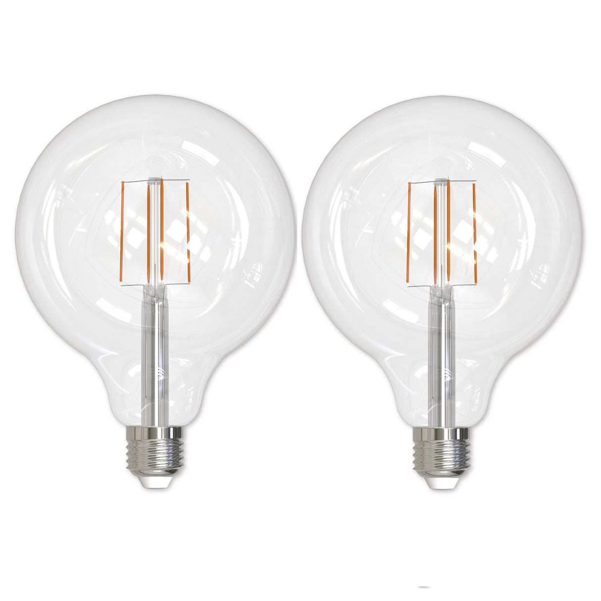 Bulbrite 862698 Bulbrite LED Filament Pack of (2) 8.5 Watt Dimmable G40 Light Bulb with a Clear Finish and Medium Screw (E26) Base - 3000K (Soft White Light), 800 Lumens