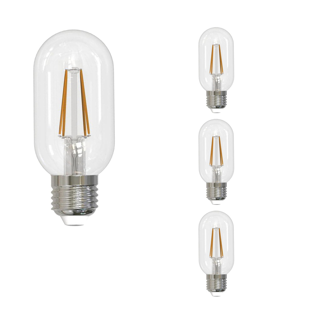 Bulbrite 862703 Bulbrite LED Filament Pack of (4) 5 Watt Dimmable T14 Light Bulb with a Clear Finish and Medium Screw (E26) Base - 3000K (Soft White Light), 450 Lumens