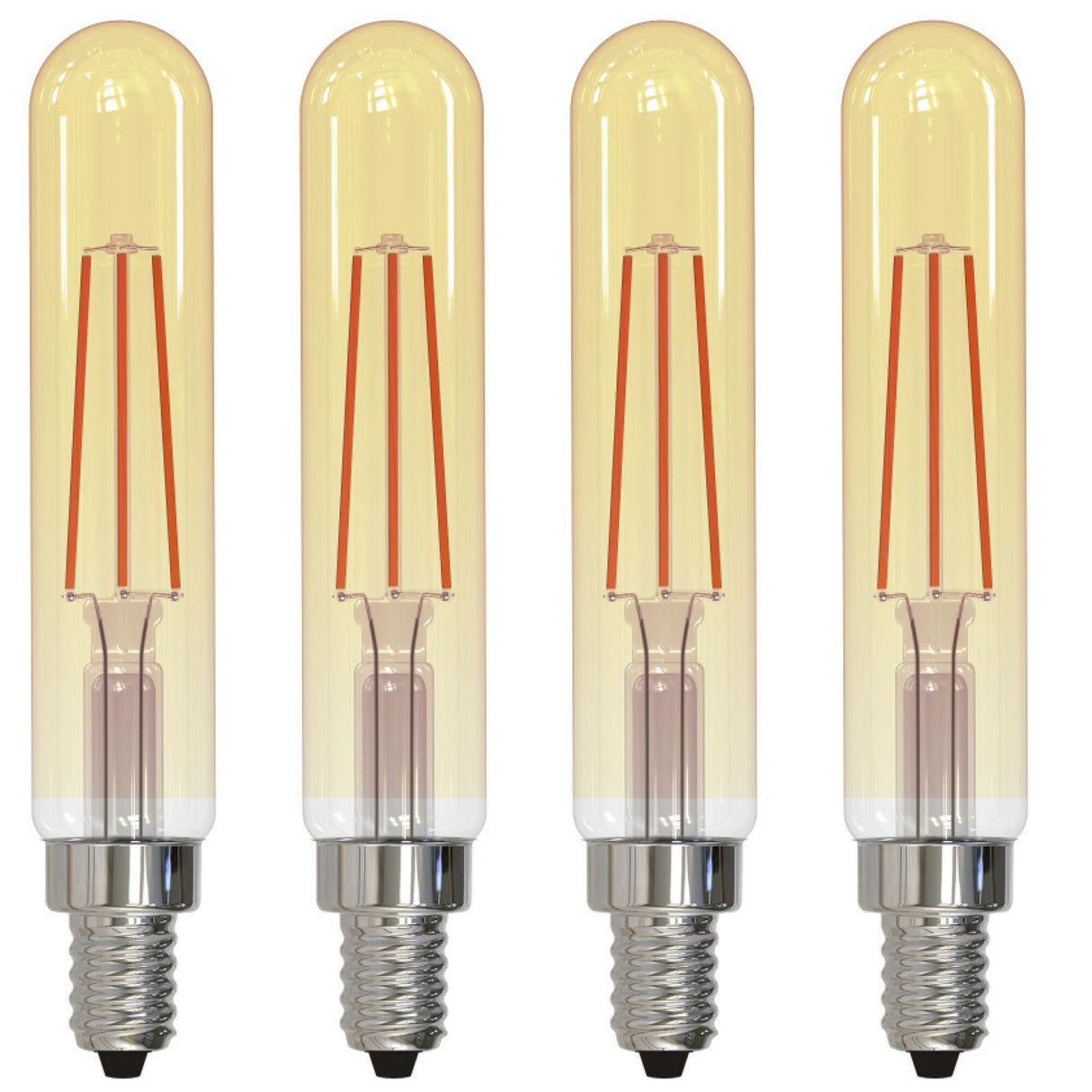 Bulbrite 862780 Bulbrite LED Filament Pack of (4) 5 Watt Dimmable T8 Light Bulb with Antique Glass Finish and Candelabra (E12) Base - 2100K (Amber Light), 450 Lumens