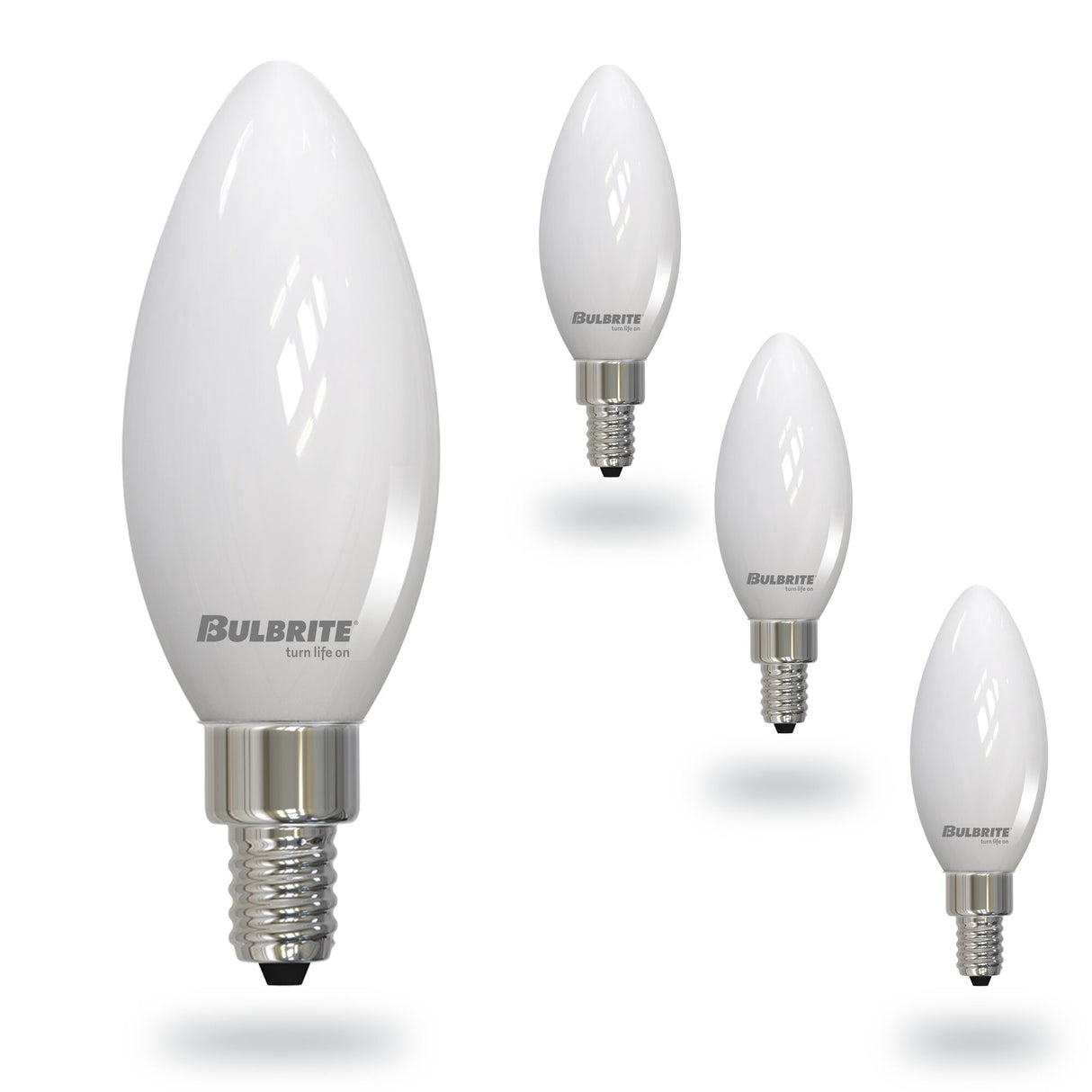 Bulbrite 862885 Bulbrite 5 Watt LED B11 Light Bulbs, Warm Dimming 3000K (Soft White) - 1800K (Candlelight), 500 Lumens, (4 Pack)