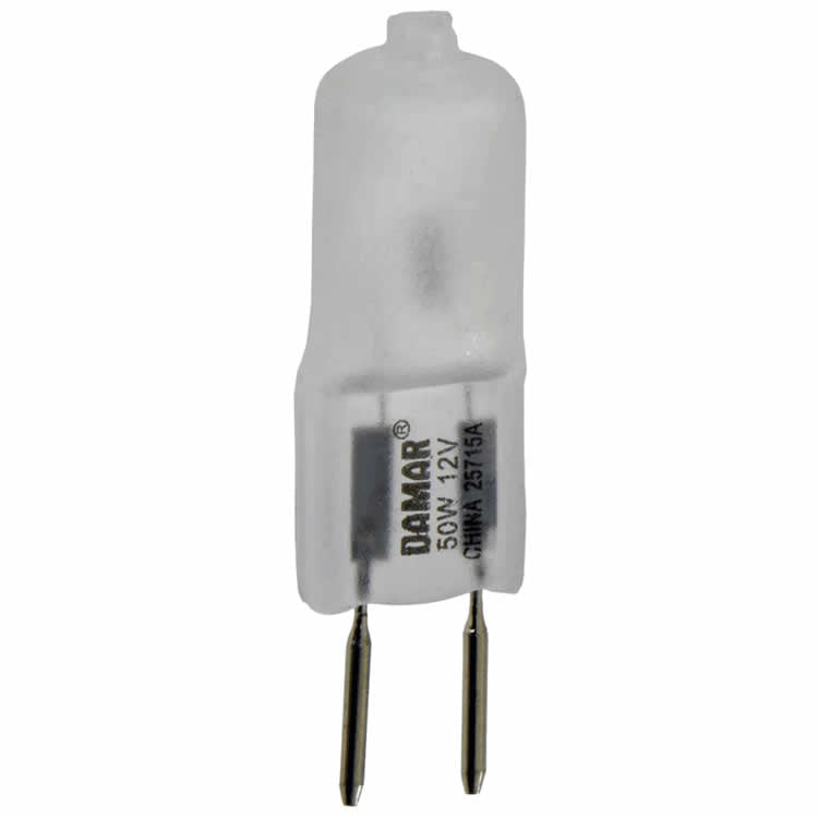 Damar 25715A 50W JC Halogen Bulb Frost Finish GY6.35 Bi-Pin Base 12V
