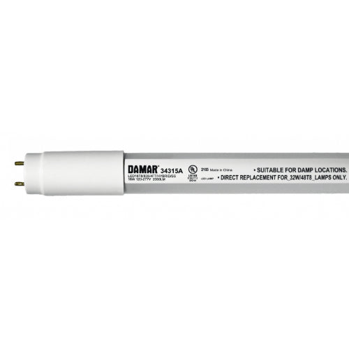 Damar 34315A LED18T8/835/4FT/HYBRID/SS 18 Watt 4ft LED T8 Tube 3500K Type A+B Hybrid 120-277V