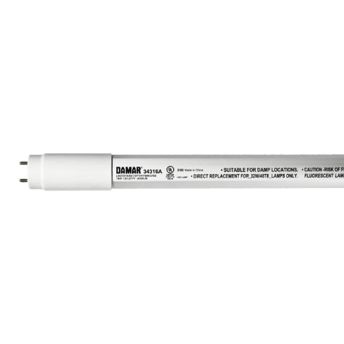Damar 34316A LED18T8/841/4FT/HYBRID/SS 18 Watt 4ft T8 LED Tube 4100K Type A+B Hybrid 120-277V