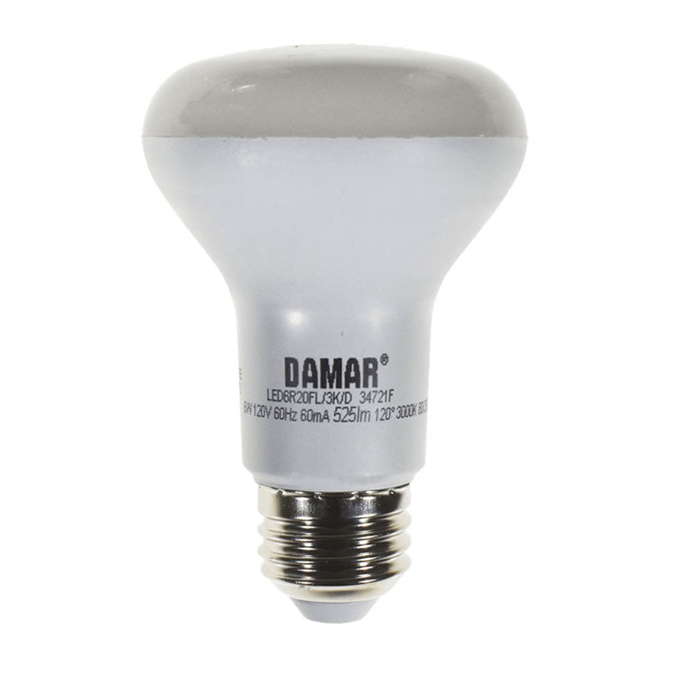 Damar 34721F LED6R20/3K/D 6W R20 LED Flood 120° 3000K Dimmable E26 120V