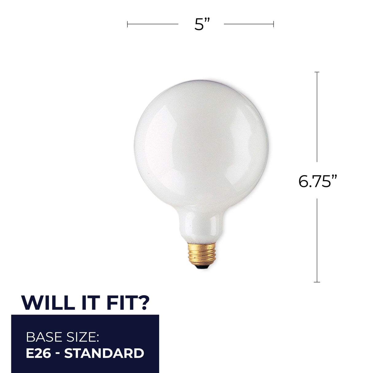Bulbrite 861046 Bulbrite Pack of (12) Incandescent G40 Medium Screw Base (E26) Light Bulb, 60 Watt, White