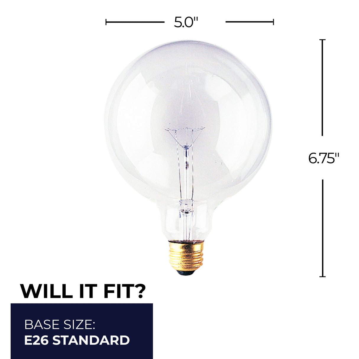 Bulbrite 861055 Bulbrite Incandescent G40 Medium Screw Base (E26) Light Bulb, 100 Watt, Clear 12-pack