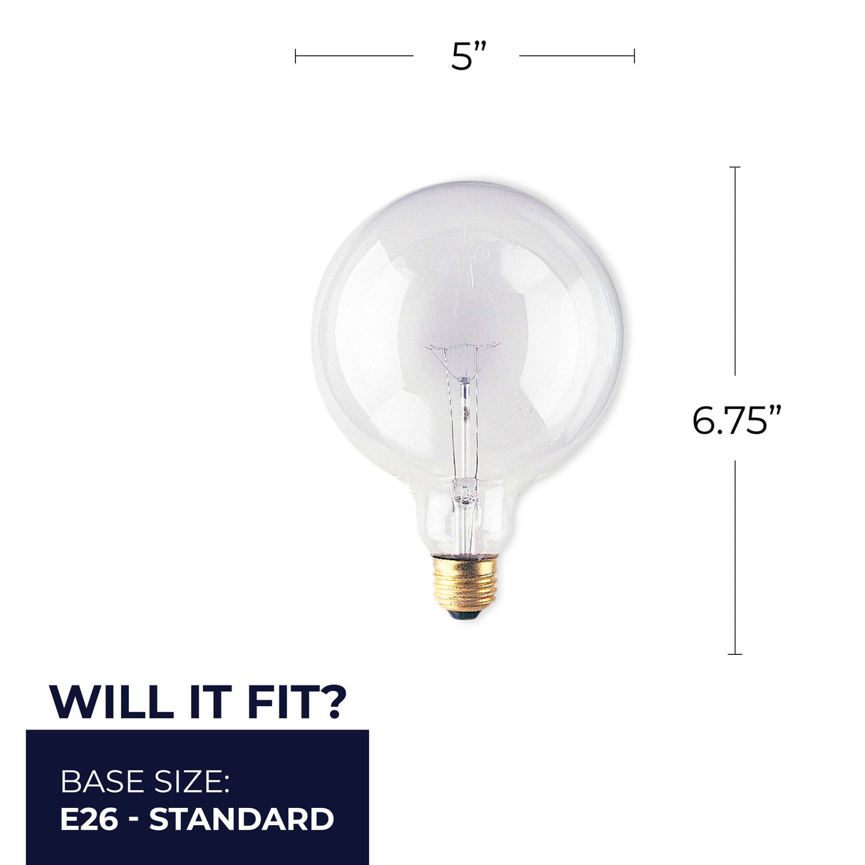 Bulbrite 861133 Bulbrite Pack of (12) Incandescent G40 Medium Screw Base (E26) Light Bulb, 60 Watt, Clear