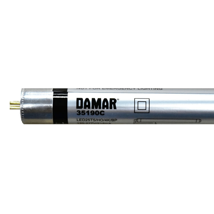 Damar 35190C LED25T5/HO/4K/BP 25W 4ft T5 LED Tube 4000K Type B Ballast Bypass Safety Shield Sleeve G5 120-277V