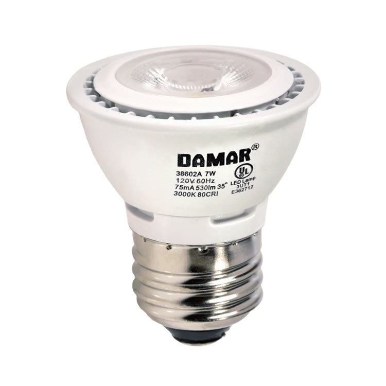 Damar 38602B LED7HR16FL/5K/DIM 7W HR16 LED Flood 35° 5000K Dimmable E26 120V
