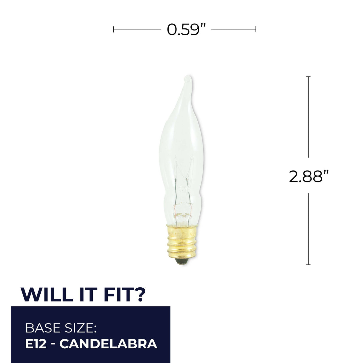 Bulbrite 861260 Bulbrite Incandescent CA5 Candelabra Screw Base (E12) Light Bulb, 7.5 Watt, Clear, 50 pack, 2700K