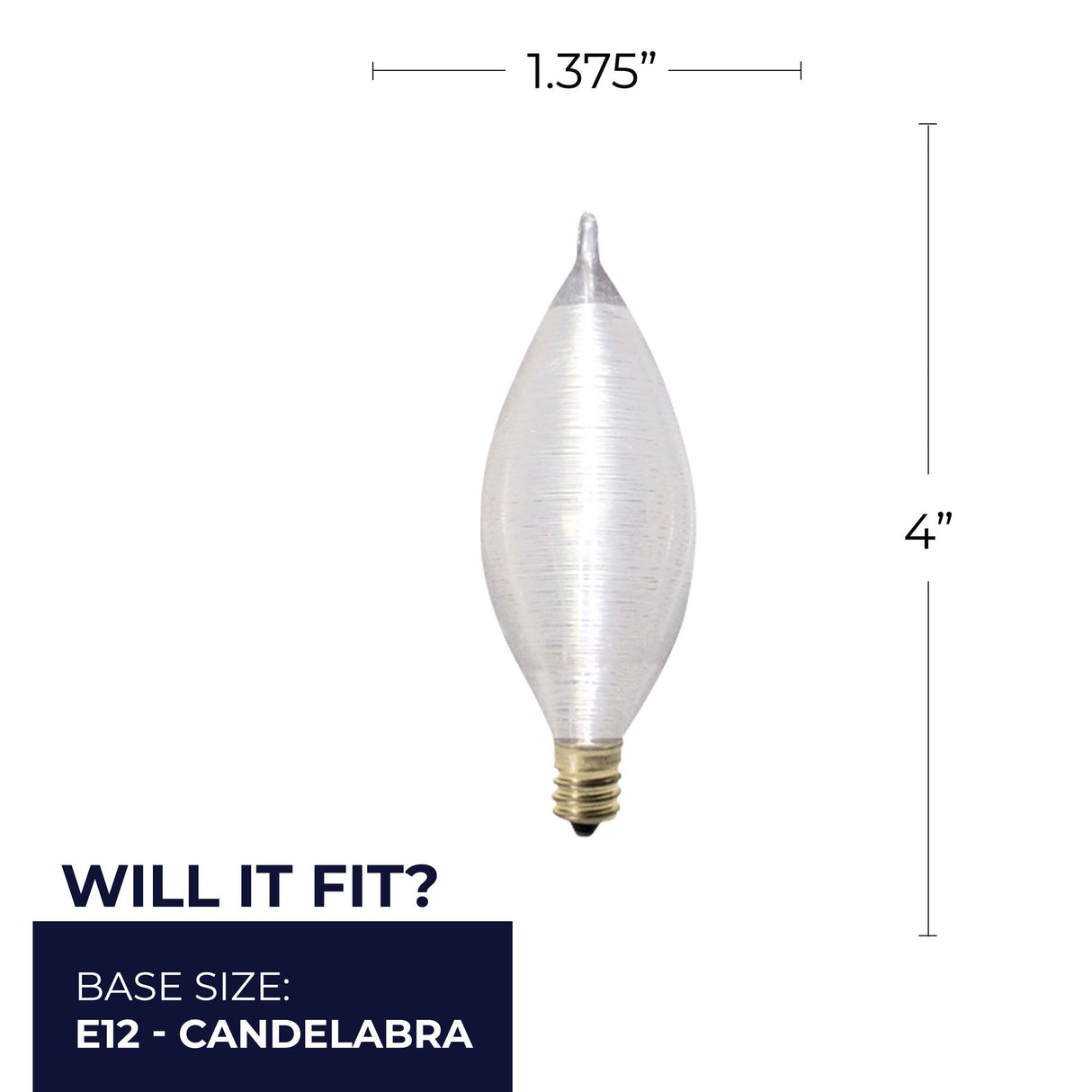 Bulbrite 861020 Bulbrite Incandescent C11 Candelabra Screw Base (E12) Light Bulb, 40 Watt, Satin, 10 Pack