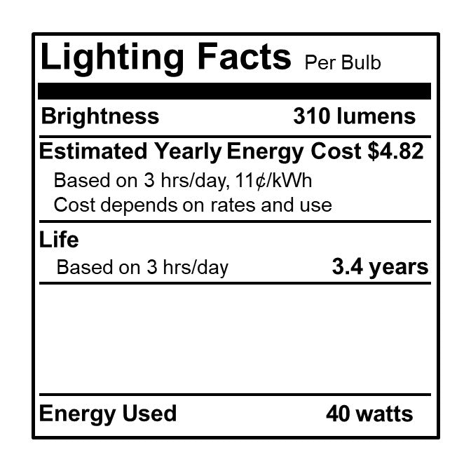 Bulbrite 861979 40W Incandescent C15 Light Bulb Dimmable E26 310 Lumens 130V 25PK