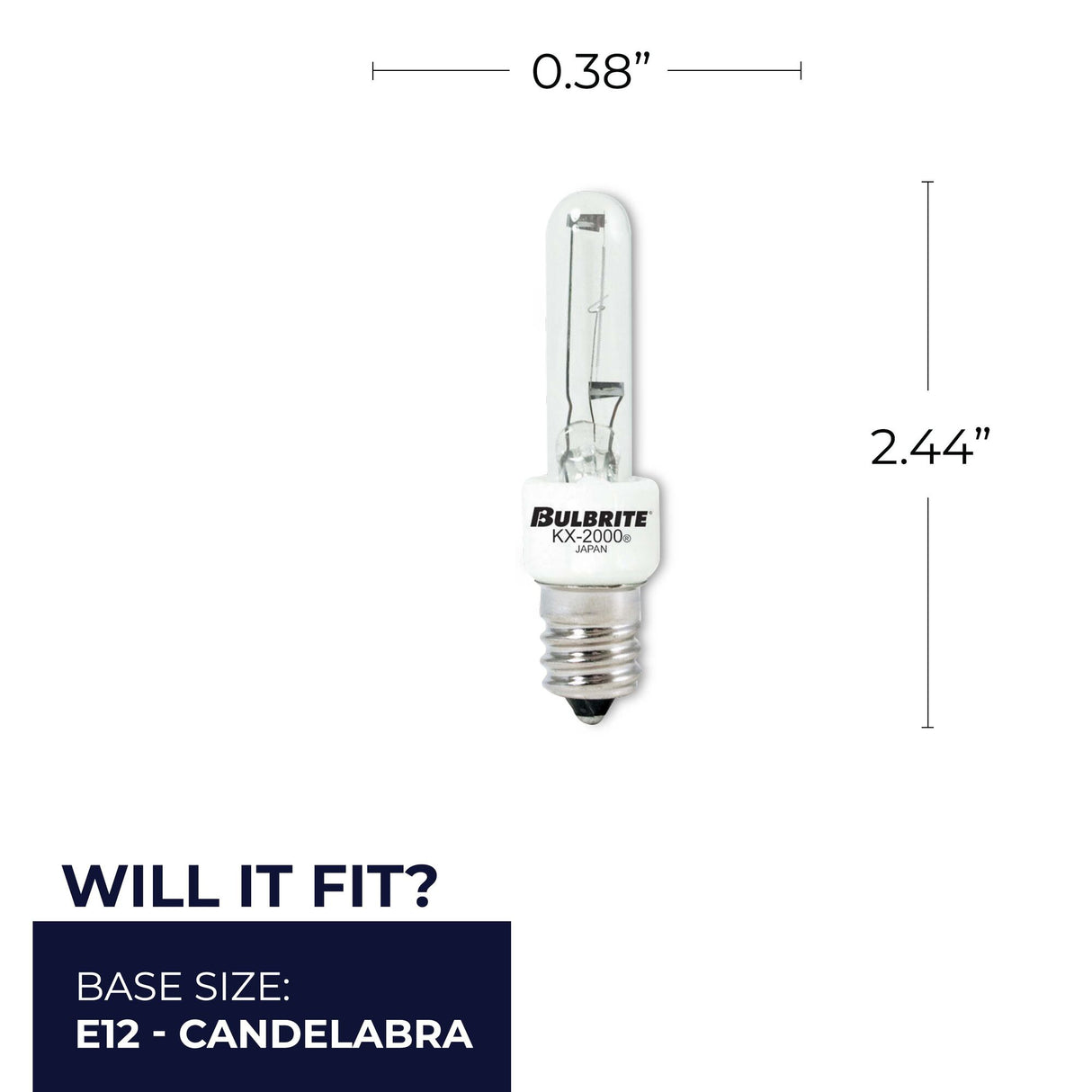 Bulbrite 861199 Bulbrite Pack of (2) 40 Watt Dimmable Clear T3 Candelabra (E12) Krypton/Xenon Bulb