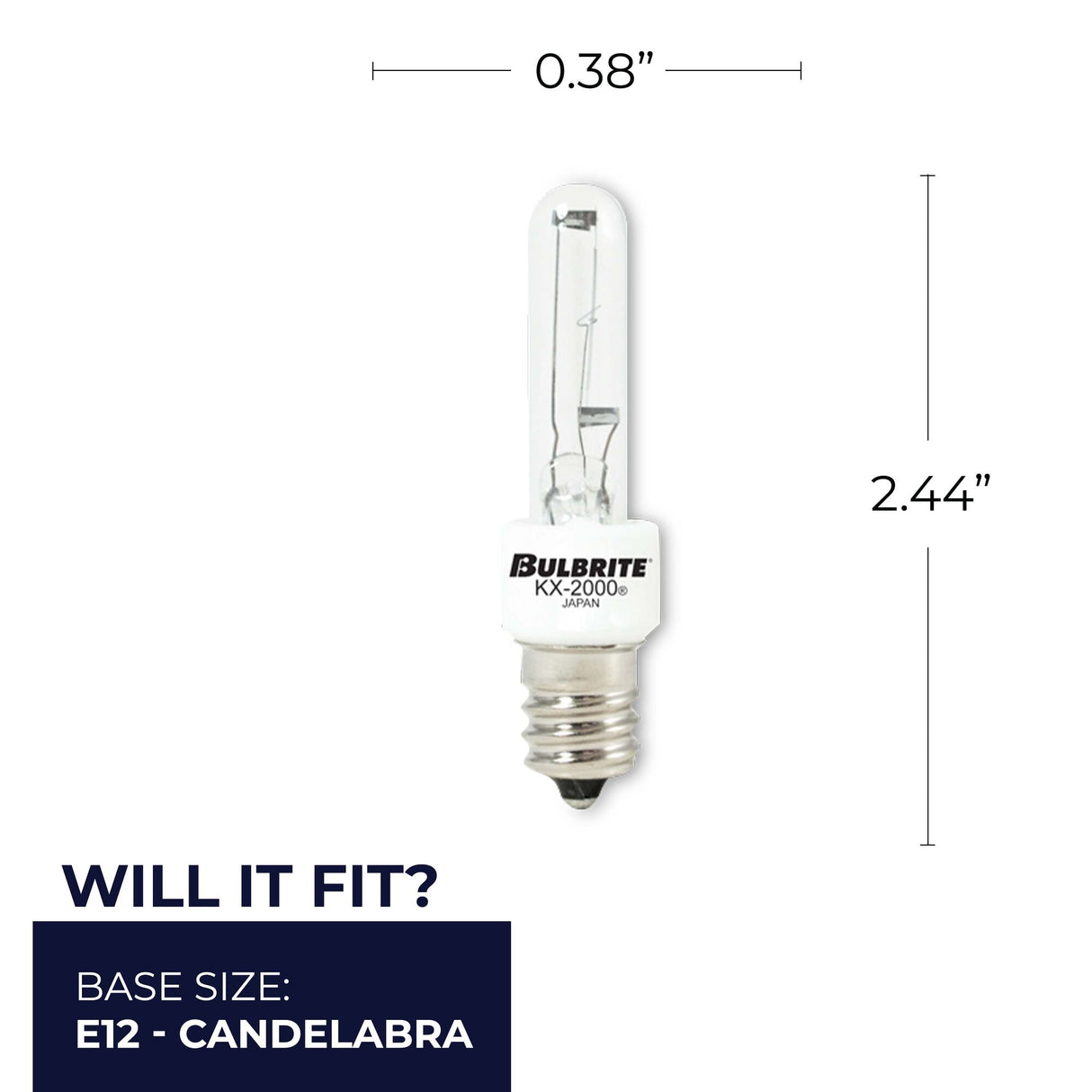 Bulbrite 861200 Bulbrite Pack of (2) 60 Watt Dimmable Clear T3 Candelabra (E12) Krypton/Xenon Bulb