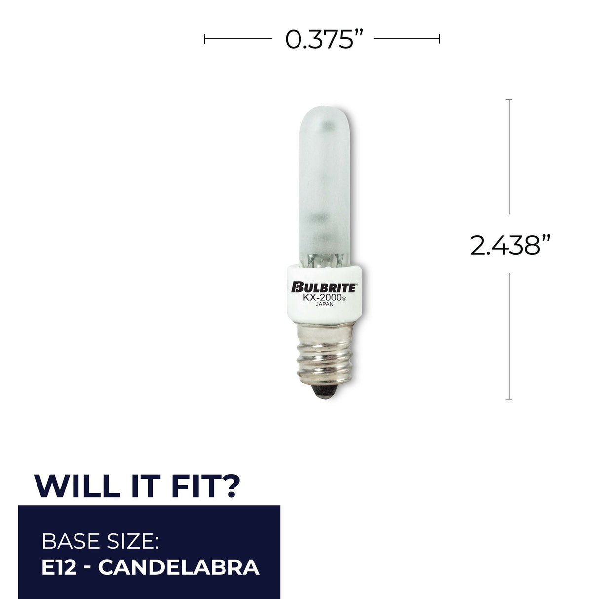 Bulbrite 861191 Bulbrite 60 Watt Candelabra Screw Base (E12) Xenon/Krypton T3 Light Bulb, 2-Pack, Frost, 2700K