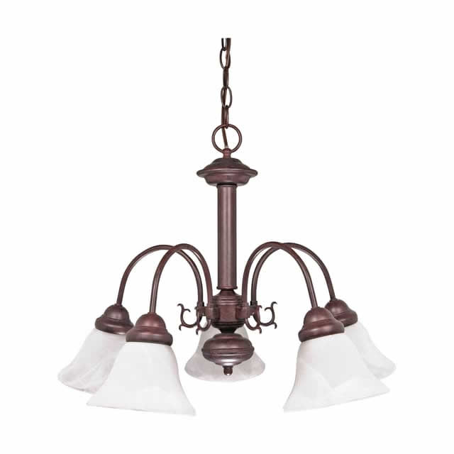 Nuvo 60-183 Ballerina 5 Light Chandelier 24-Inch Alabaster Glass Bell Shades Old Bronze Finish 120V