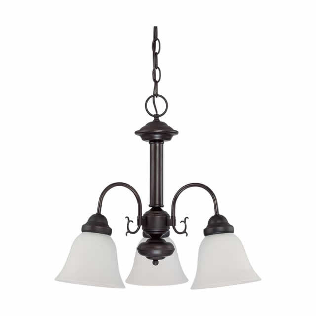 Nuvo 60-3142 Ballerina 3 Light Chandelier 20-Inch Frosted White Glass Mahogany Bronze Finish 120V