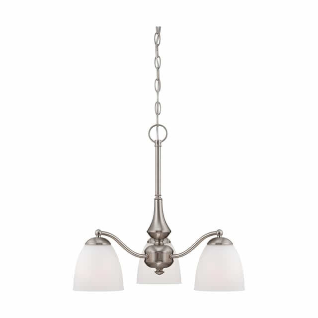 Nuvo 60-5042 Patton 3 Light Chandelier Arms Down Frosted Glass Brushed Nickel Finish 120V
