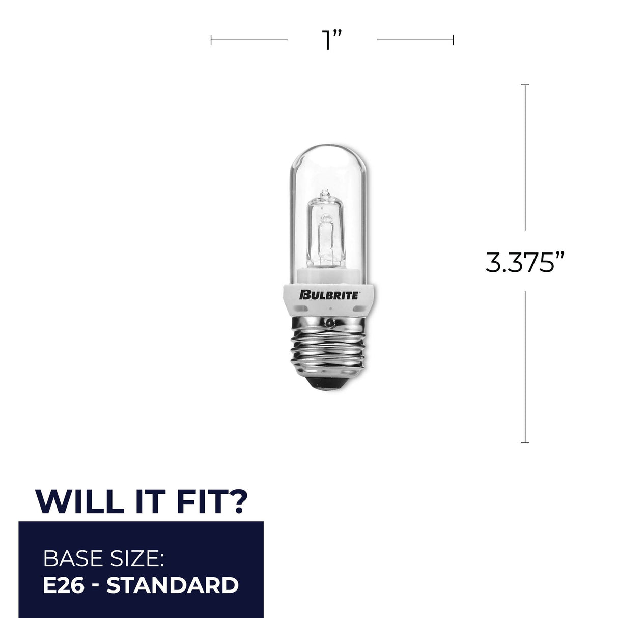 Bulbrite 861992 75W Halogen T8 Light Bulb 2900K Dimmable E26 1150 Lumens 120V 5PK