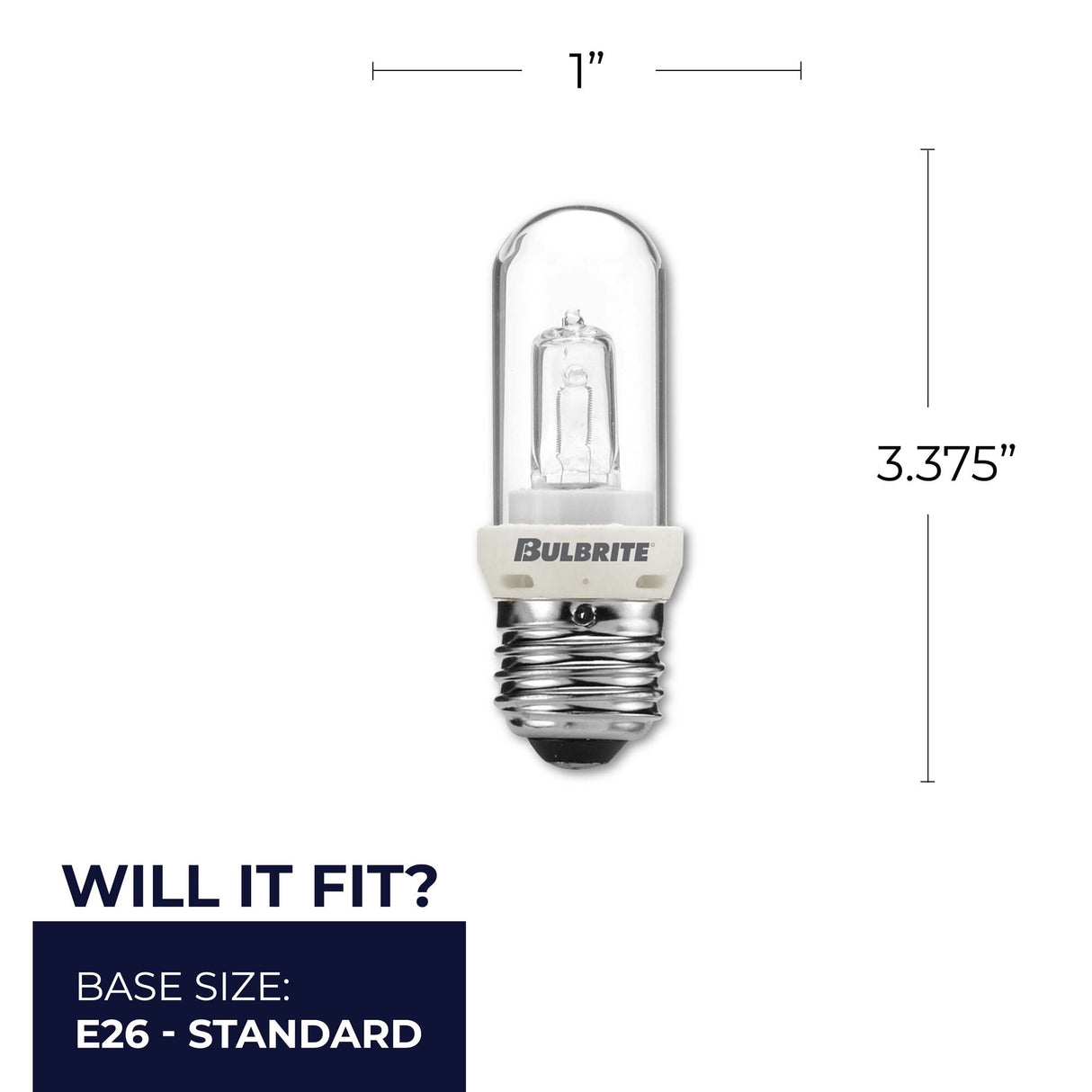 Bulbrite 861995 150W Halogen T8 Light Bulb 2900K Dimmable E26 2200 Lumens 120V 5PK